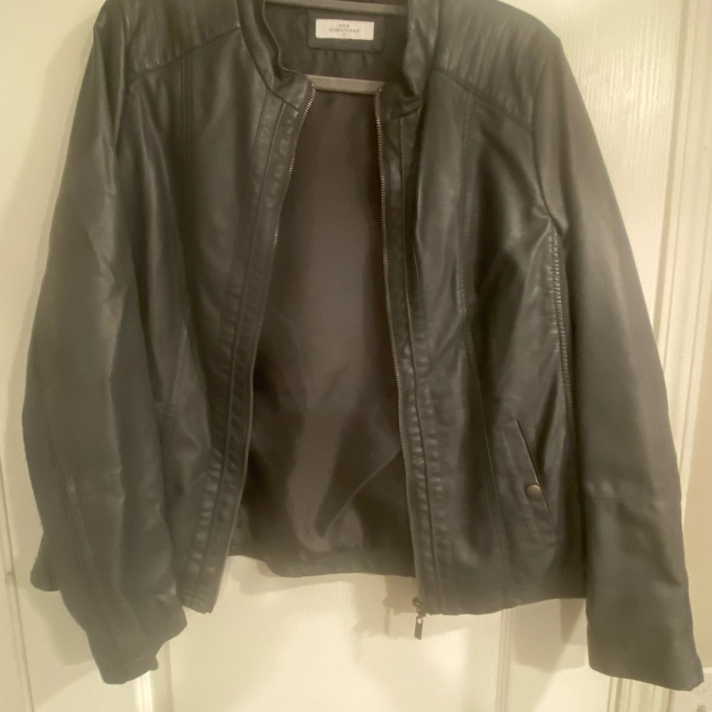 New Directions Gray faux-Leather Jacket